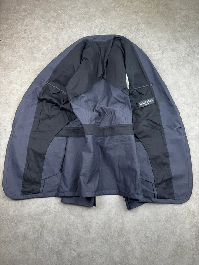 SS2014 Balmain Navy Multi-Pocket Military Blazer Jacket FhAZMxu 6