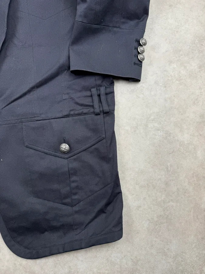 SS2014 Balmain Navy Multi-Pocket Military Blazer Jacket FhAZMxu 7