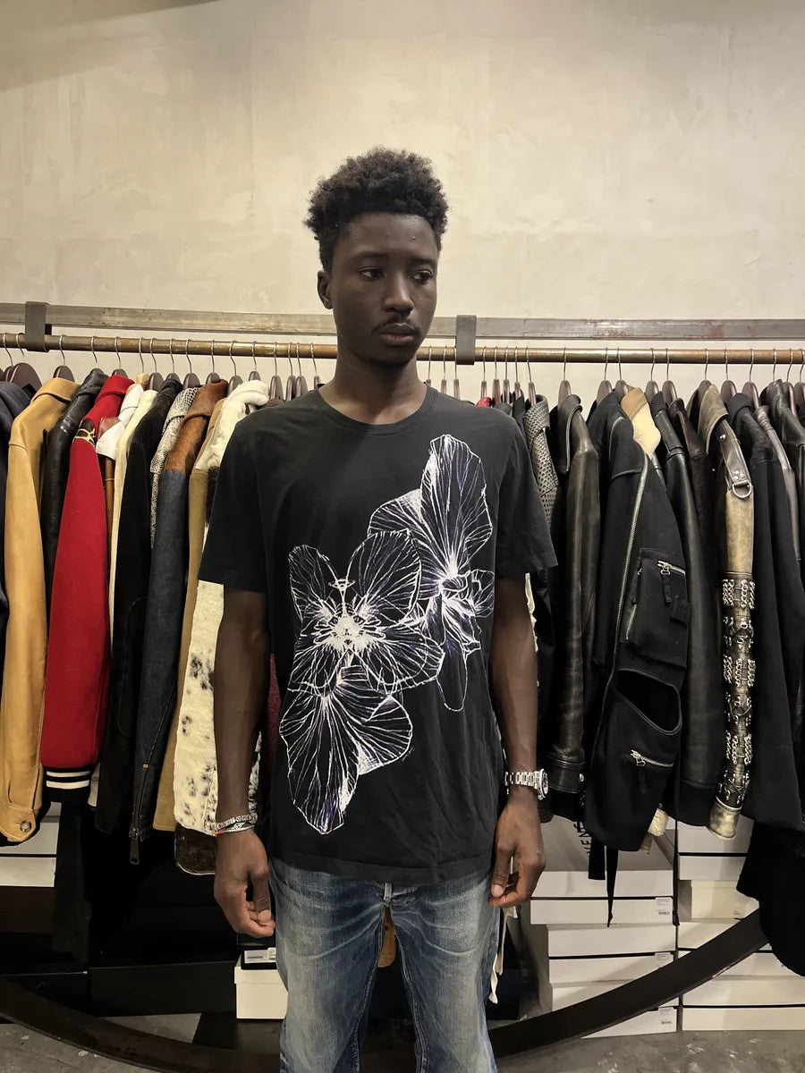 SS2014 Cavalli 2 Flowers Black T-Shirt RWApdjS 1