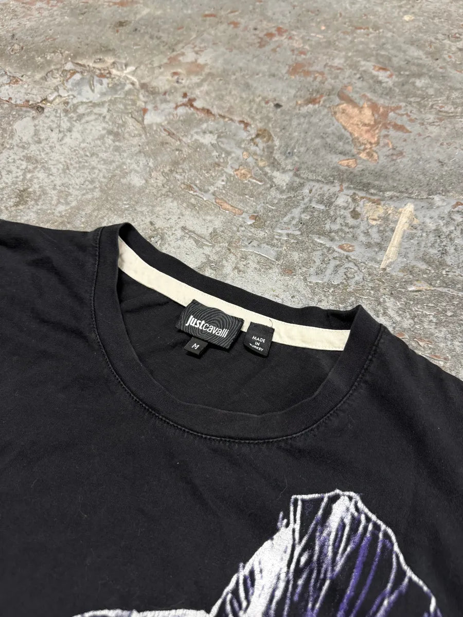 SS2014 Cavalli 2 Flowers Black T-Shirt RWApdjS 6