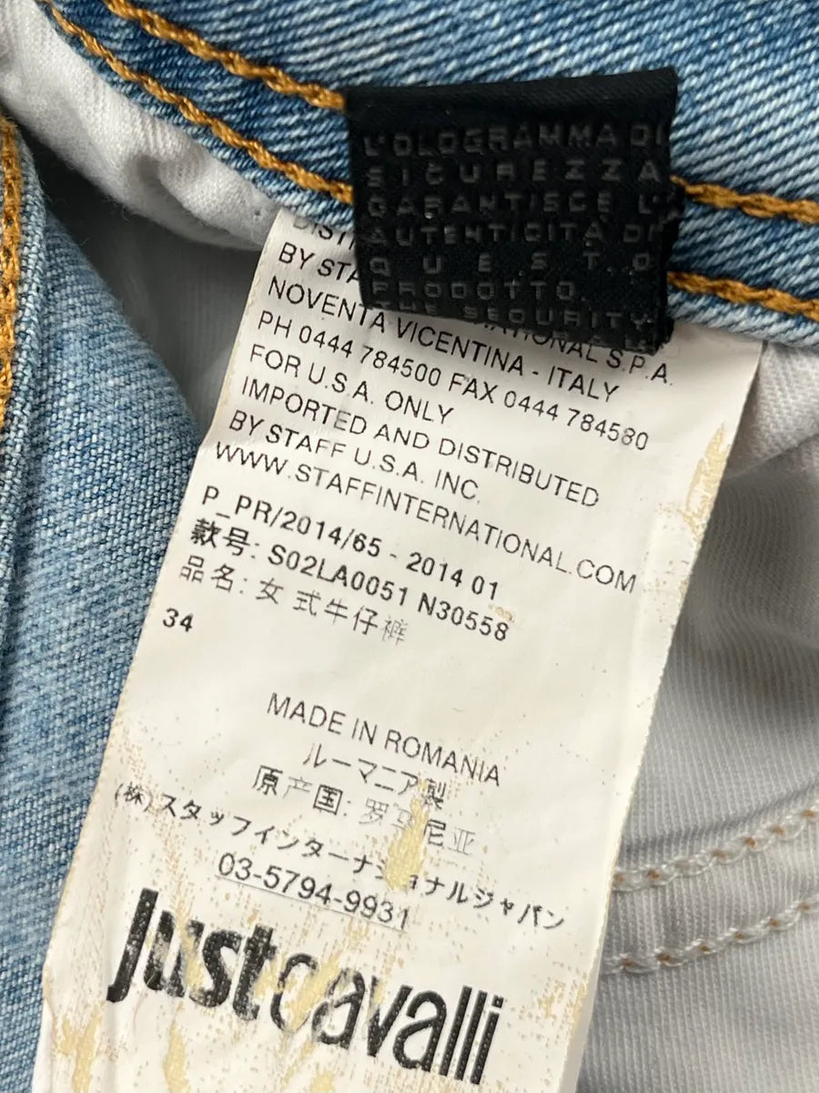 SS2014 Cavalli Light Blue Denim Floral Patterned Skinny Jeans BLjhydx 11