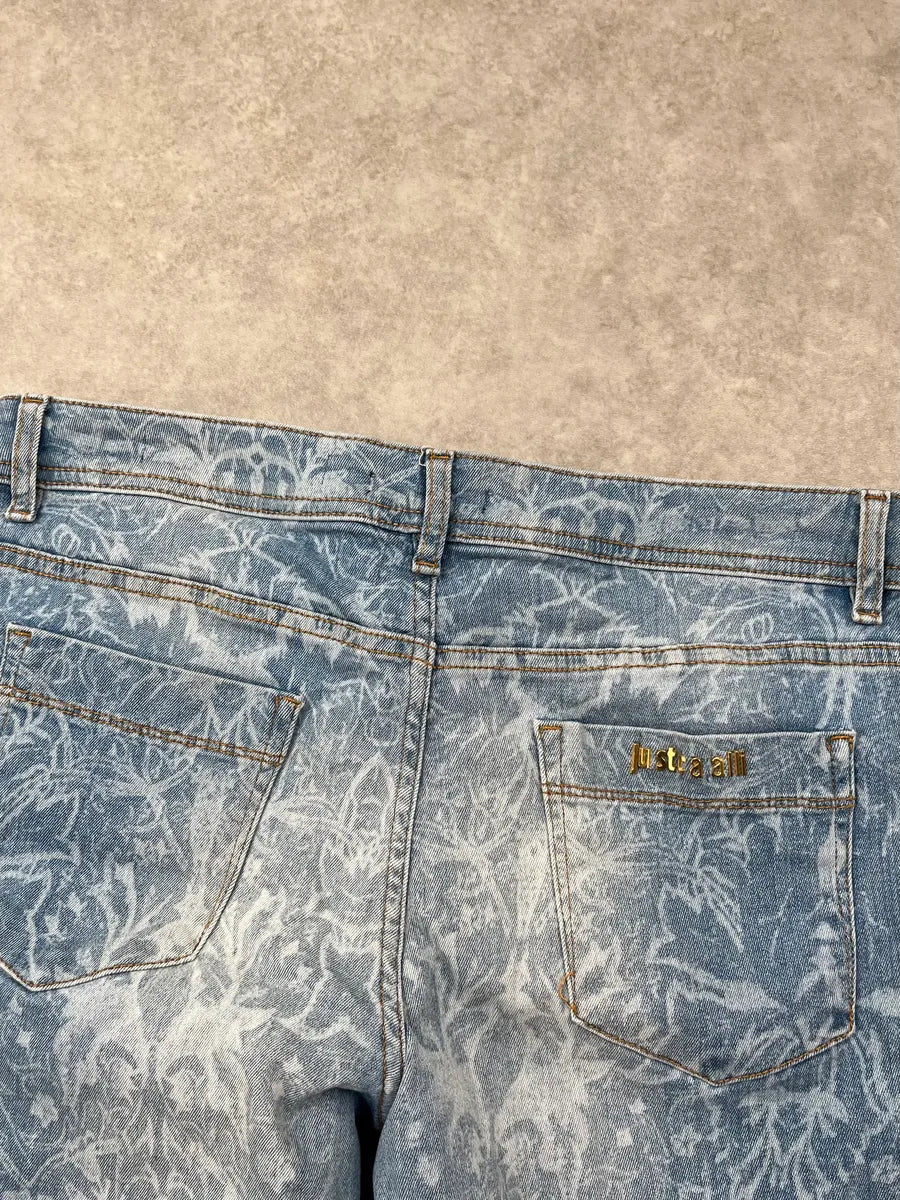 SS2014 Cavalli Light Blue Denim Floral Patterned Skinny Jeans BLjhydx 6
