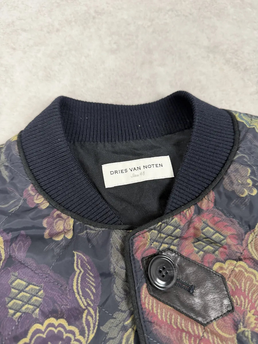 SS2014 Dries Van Noten Navy Floral Flowers Buttoned Jacket qEuQfAm 10