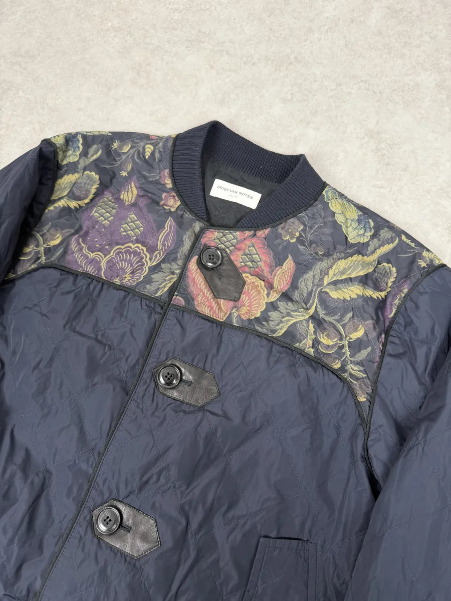 SS2014 Dries Van Noten Navy Floral Flowers Buttoned Jacket qEuQfAm 11