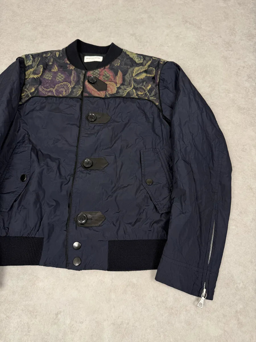 SS2014 Dries Van Noten Navy Floral Flowers Buttoned Jacket qEuQfAm 5