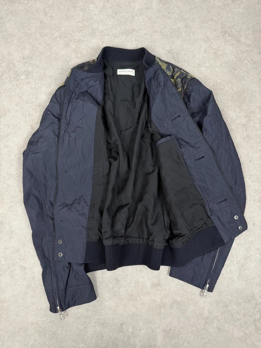 SS2014 Dries Van Noten Navy Floral Flowers Buttoned Jacket qEuQfAm 6