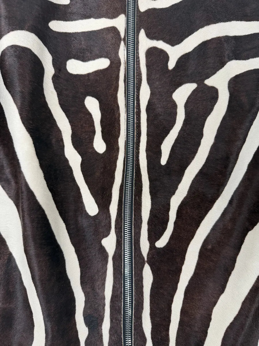 SS2014 Dsquared2 Black Leather Pony Hair Zebra Stripe Jacket eVXlIOU 11