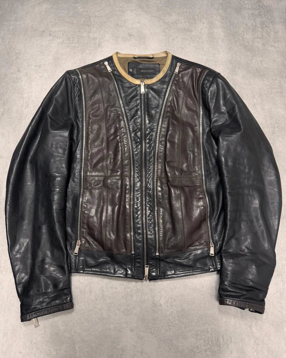 SS2014 Dsquared2 Moto Multi-Zip Calf Leather Jacket (XL) 0