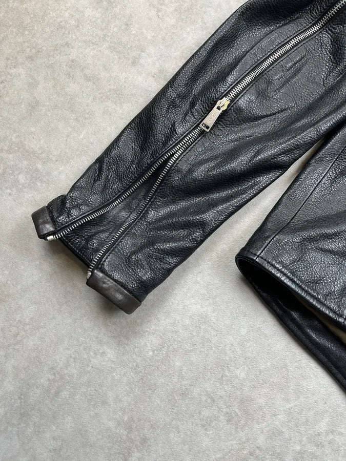 SS2014 Dsquared2 Ultra Zip Motorcycle Black & Brown Leather Jacket iPoJNvI 7