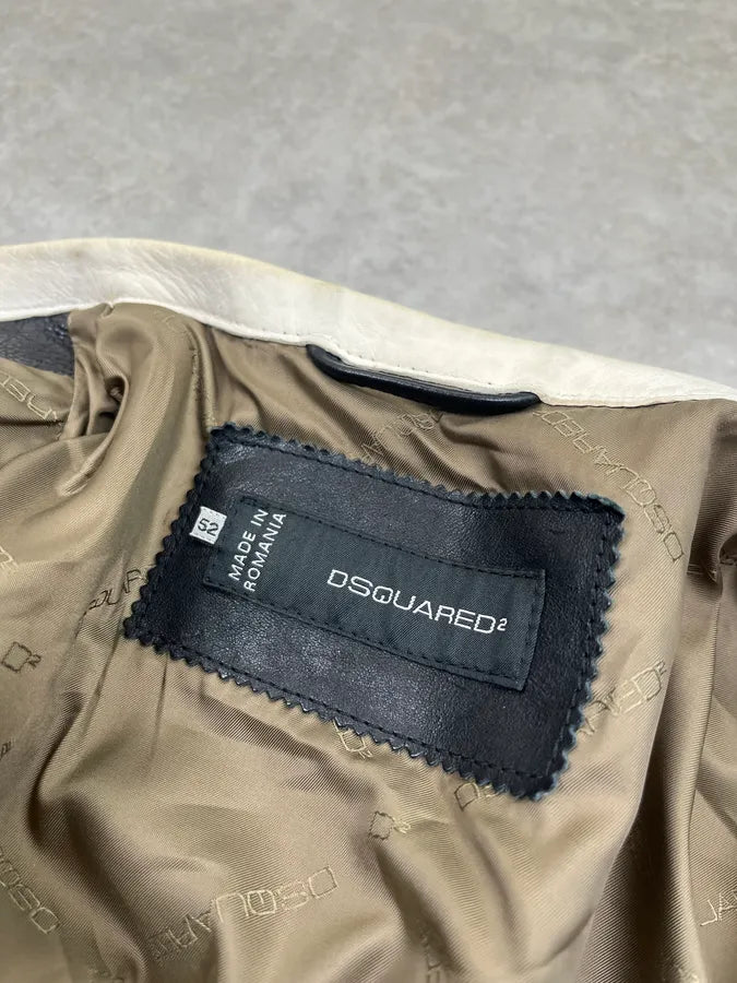 SS2014 Dsquared2 Ultra Zip Motorcycle Black & Brown Leather Jacket iPoJNvI 9