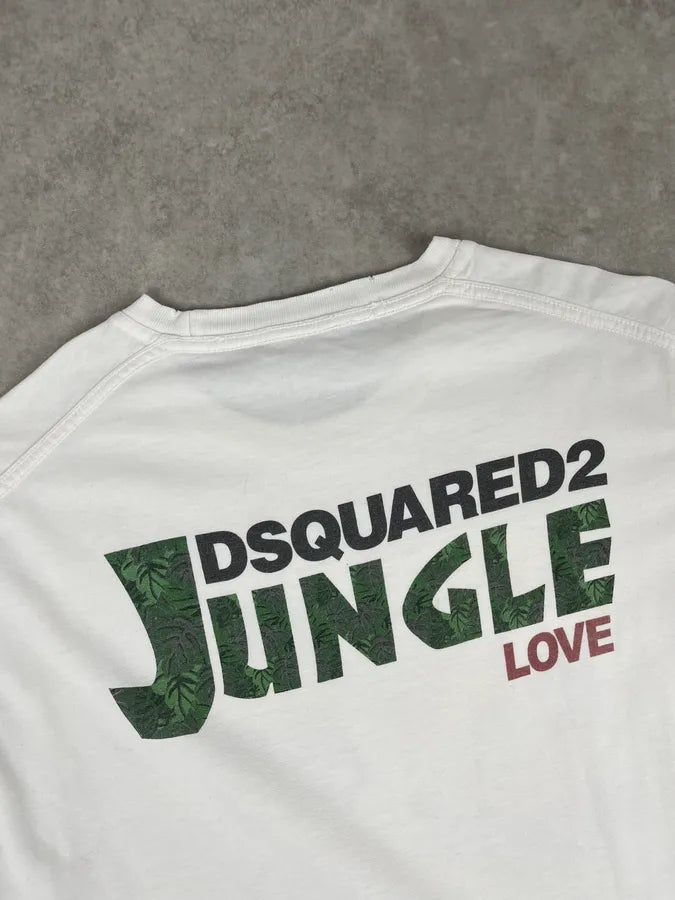 SS2014 Dsquared2 White Graphic Print Jungle T-Shirt eYCFIFh 6