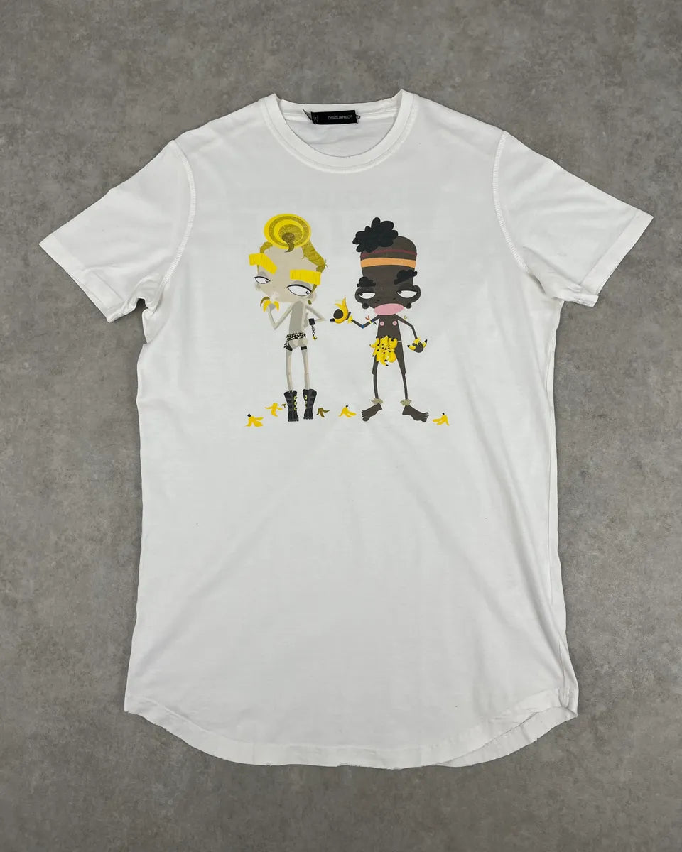 SS2014 Dsquared2 White Graphic Print Jungle T-Shirt eYCFIFh 0