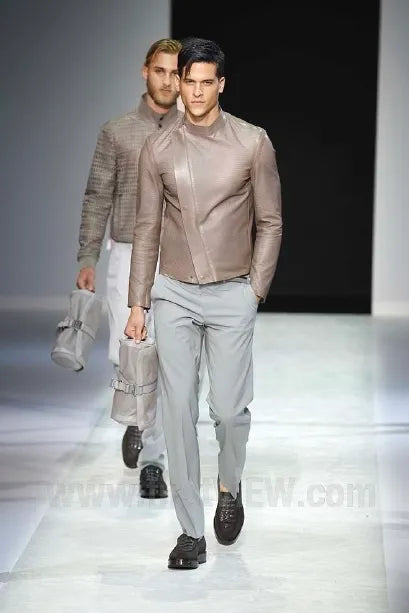 SS2014 Emporio Armani Asymmetrical Camouflage Leather Jacket nQaYfgw 1