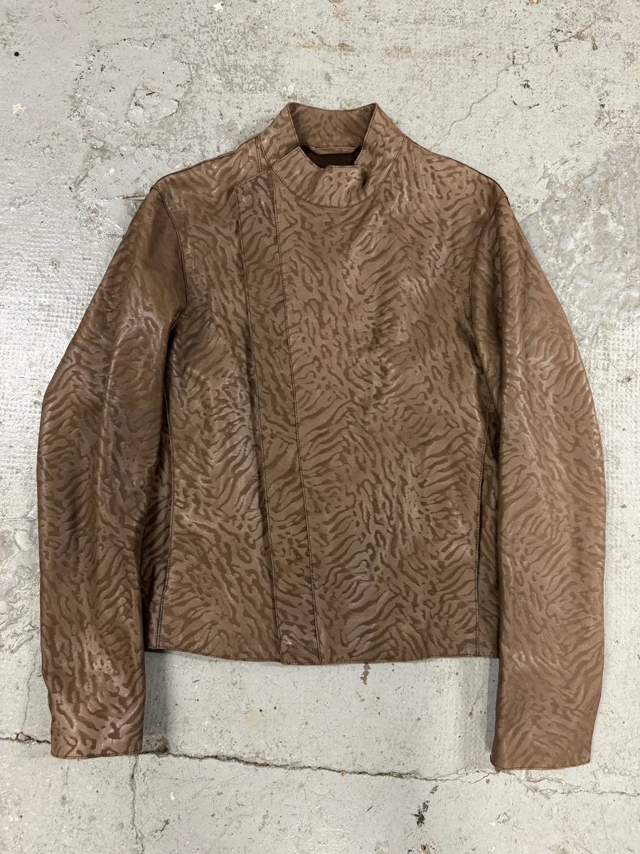 SS2014 Emporio Armani Asymmetrical Camouflage Leather Jacket nQaYfgw 0