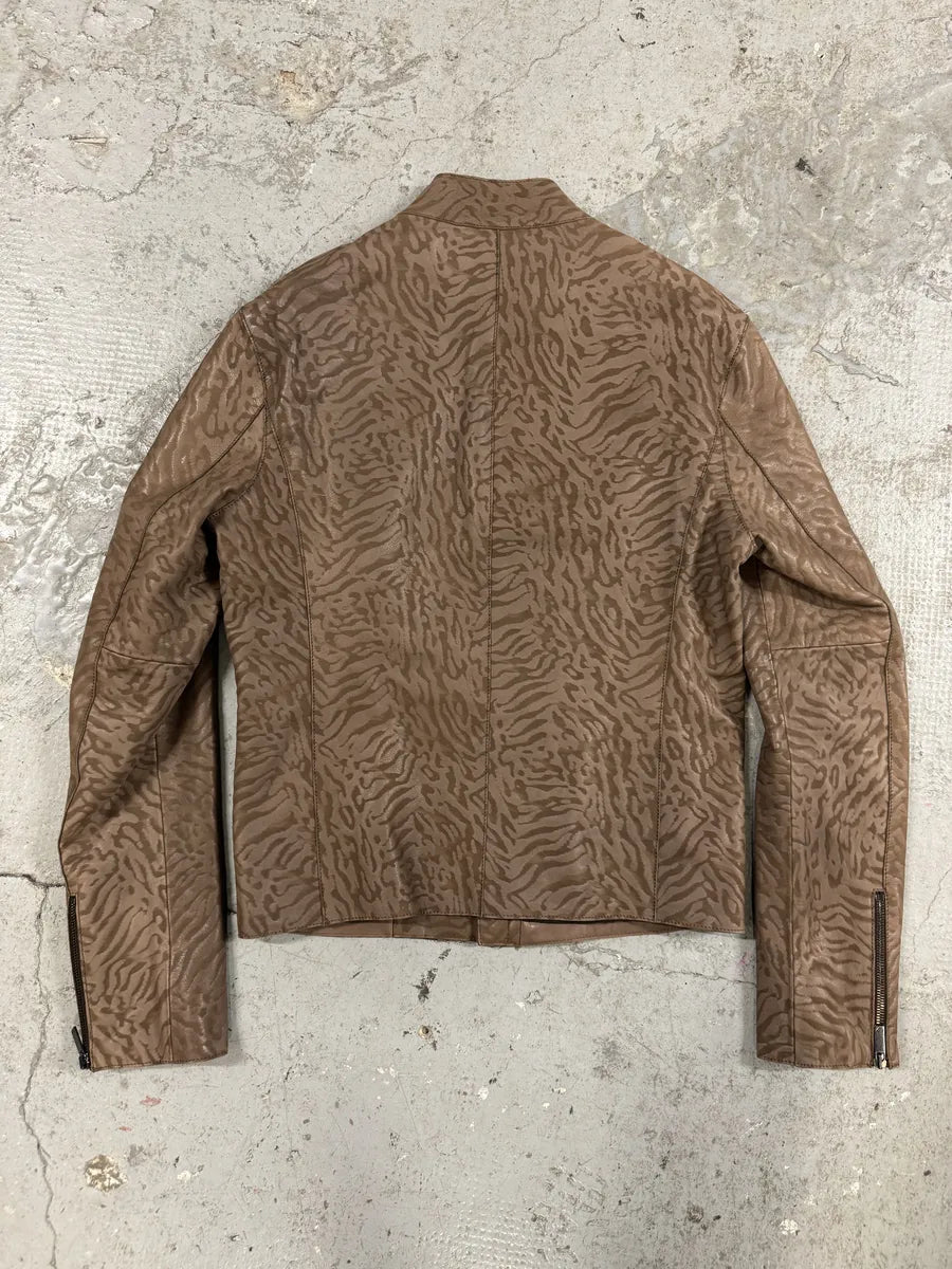 SS2014 Emporio Armani Asymmetrical Camouflage Leather Jacket nQaYfgw 2