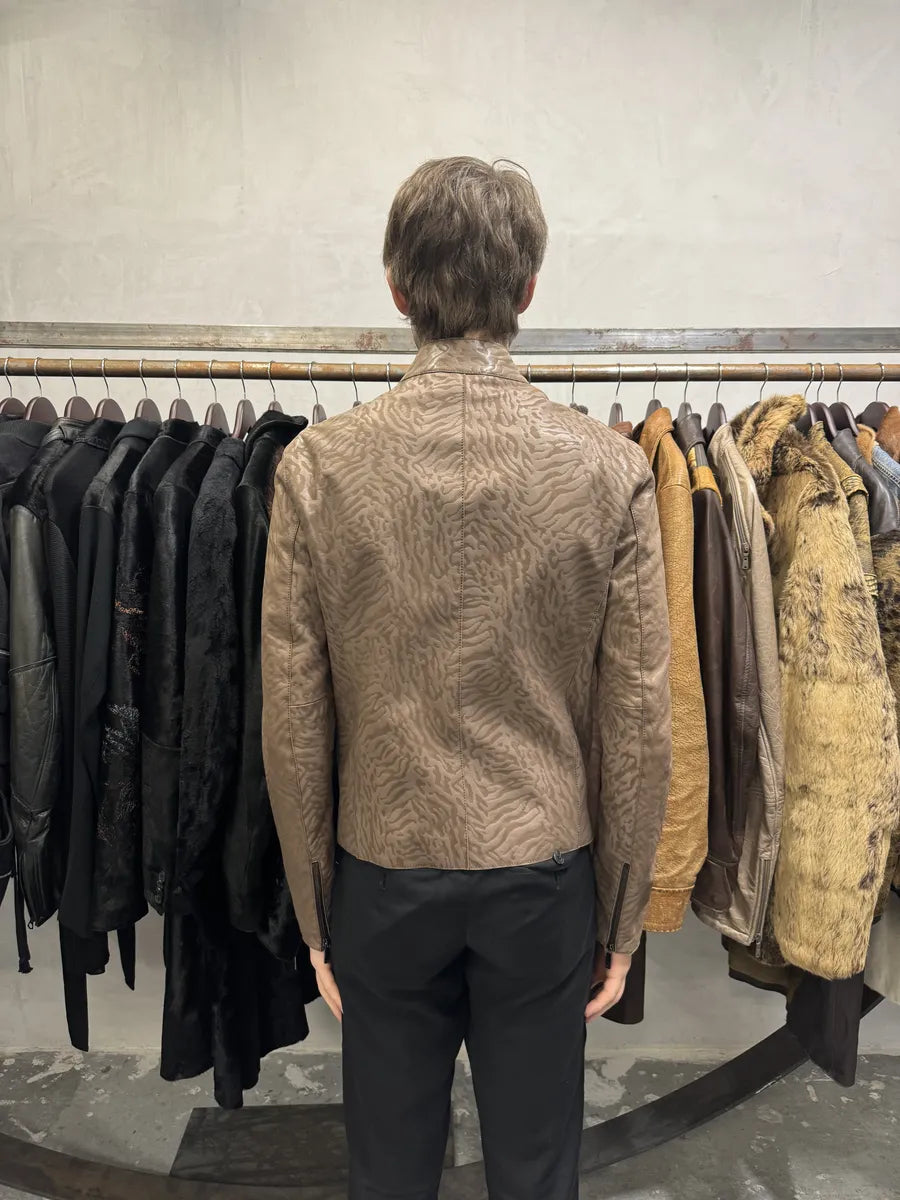 SS2014 Emporio Armani Asymmetrical Camouflage Leather Jacket nQaYfgw 4