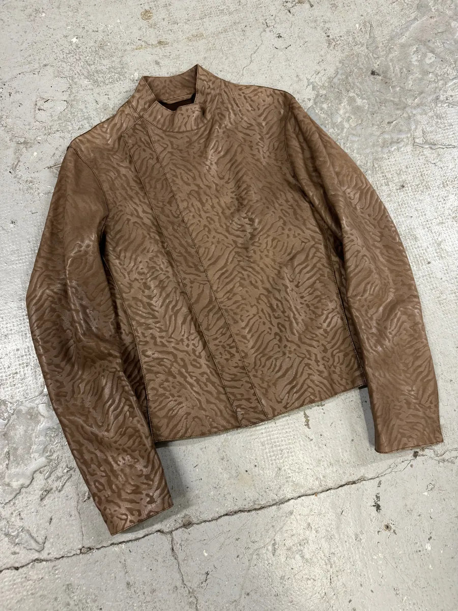 SS2014 Emporio Armani Asymmetrical Camouflage Leather Jacket nQaYfgw 6