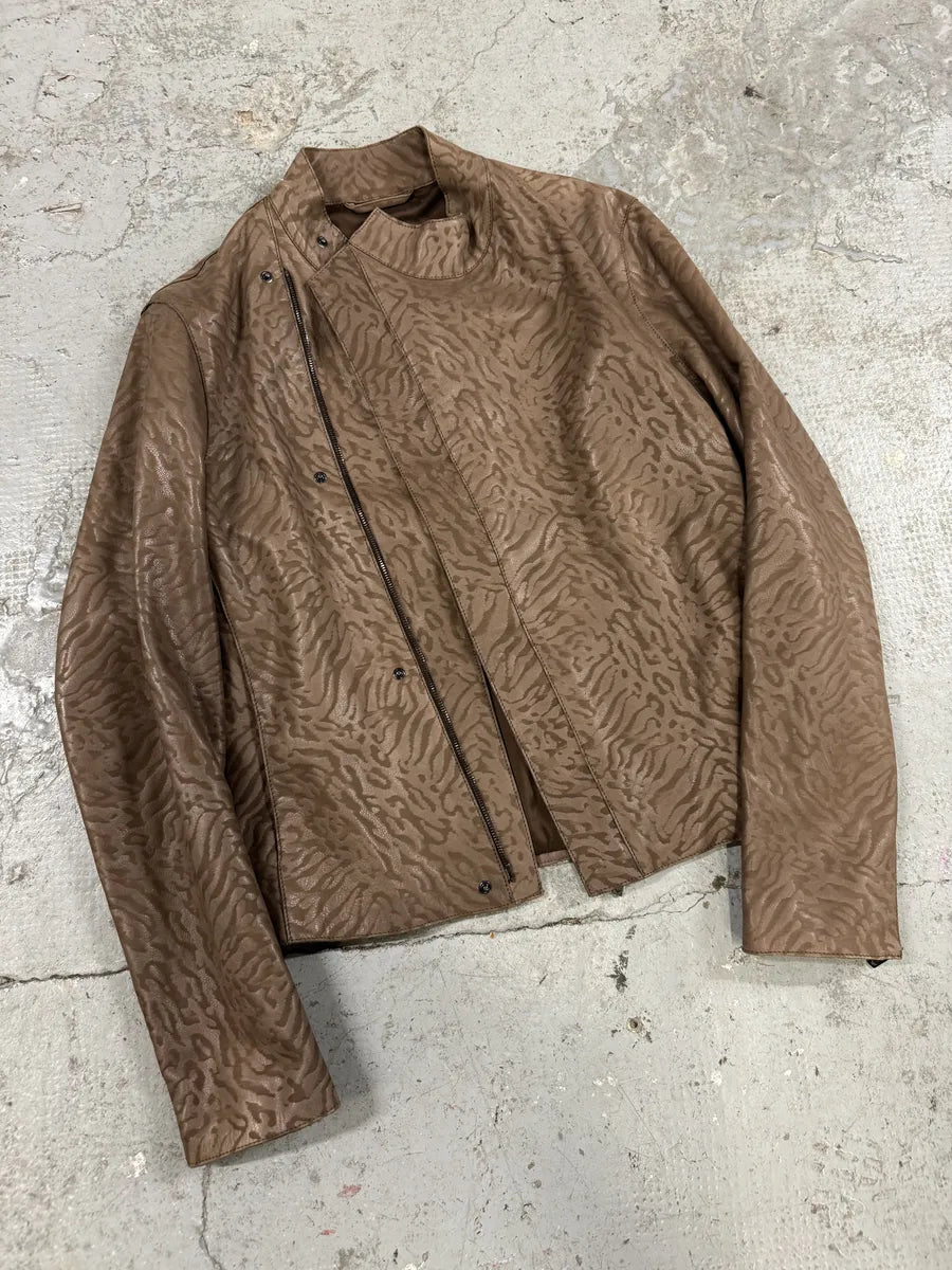 SS2014 Emporio Armani Asymmetrical Camouflage Leather Jacket nQaYfgw 7