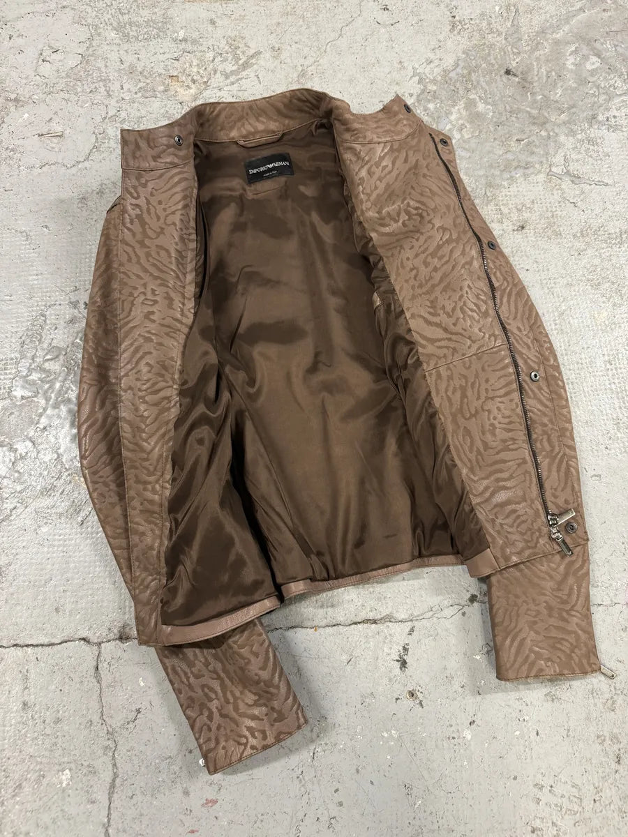 SS2014 Emporio Armani Asymmetrical Camouflage Leather Jacket nQaYfgw 8