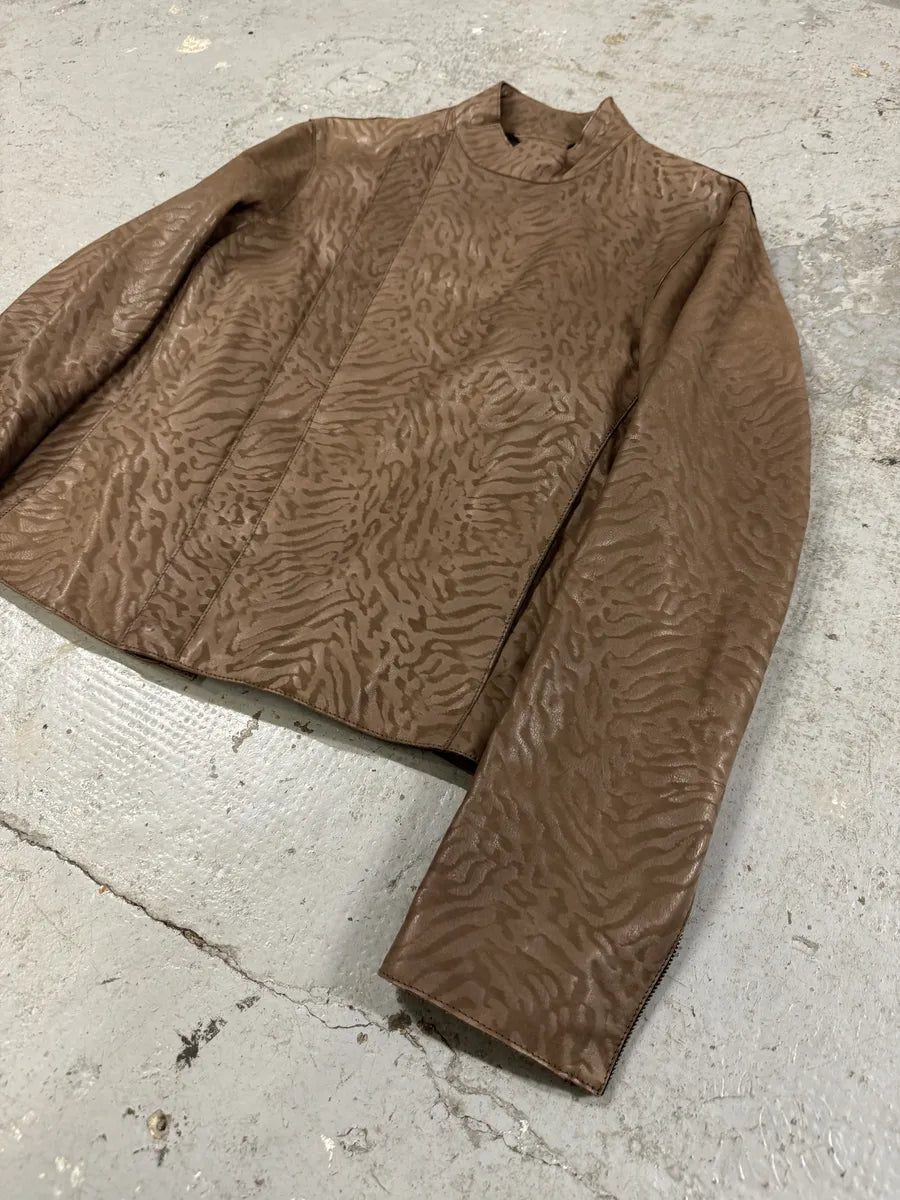 SS2014 Emporio Armani Asymmetrical Camouflage Leather Jacket nQaYfgw 10