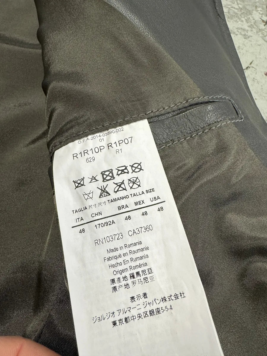 SS2014 Emporio Armani Asymmetrical Grey Biker Leather Jacket (S/M) OfkWeNY 8