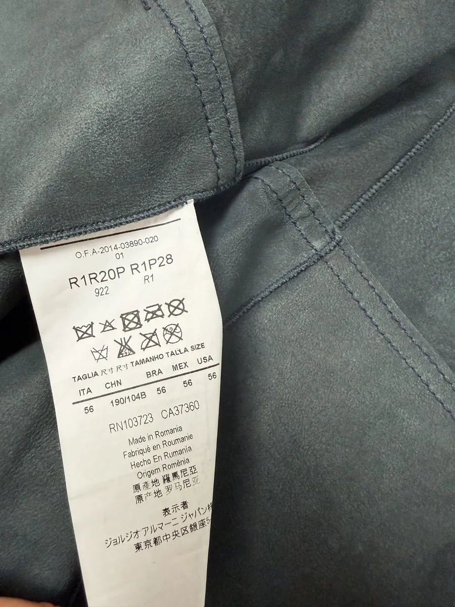 SS2014 Emporio Armani Biker Symetric Black Leather Jacket jSFGJkQ 6