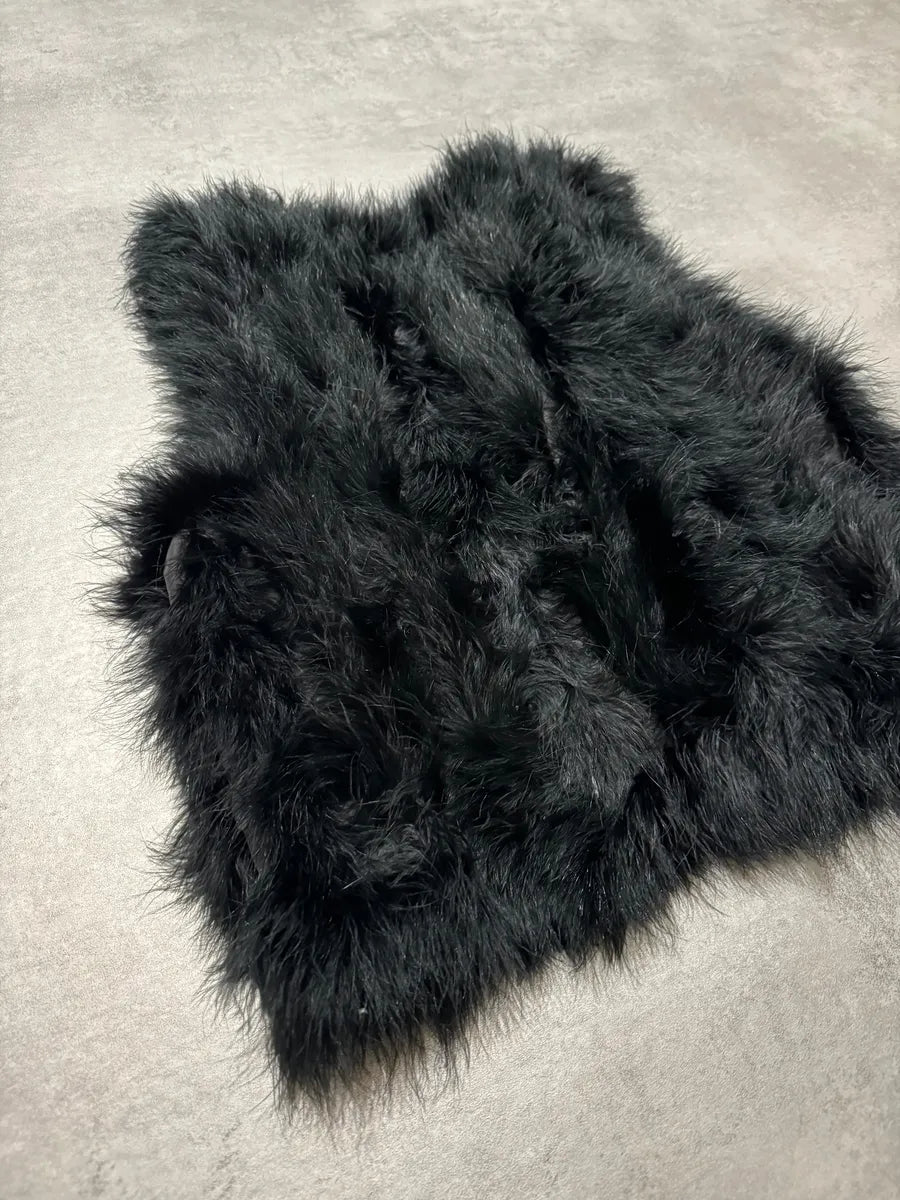 SS2014 Emporio Armani Black Ostrich Feathers Fur Vest BnyPcYh 3