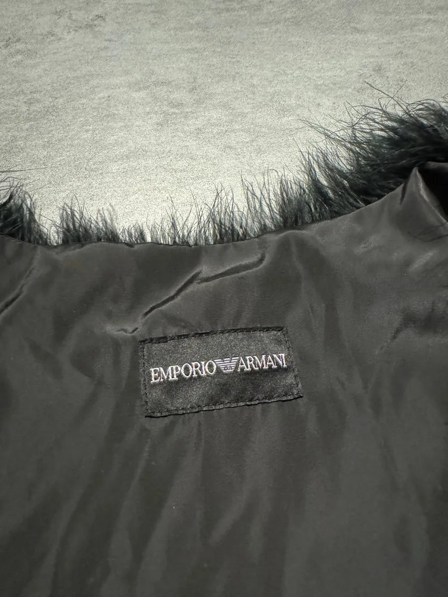 SS2014 Emporio Armani Black Ostrich Feathers Fur Vest BnyPcYh 8