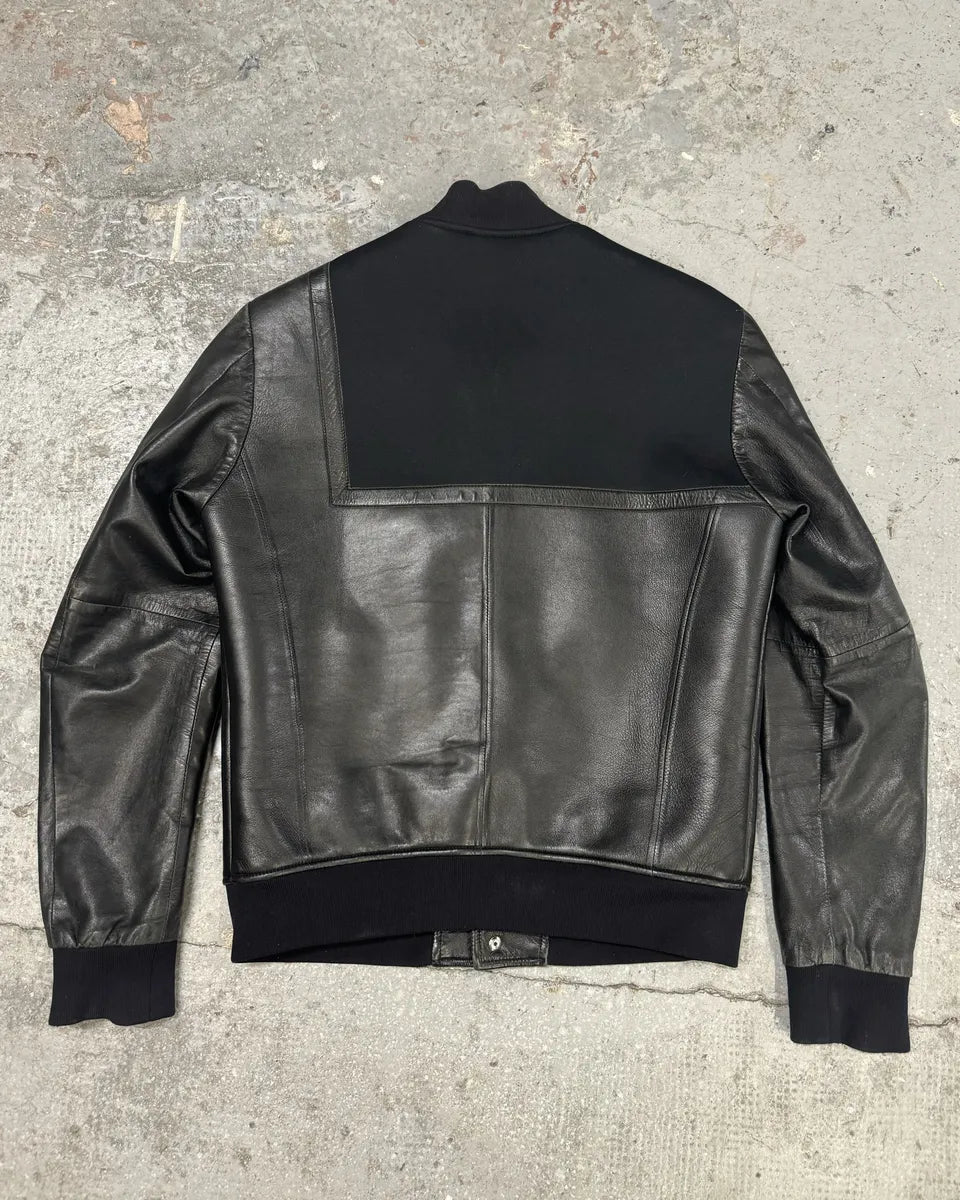 SS2014 Emporio Armani Black Pure Geometrical Leather Jacket (M) 1