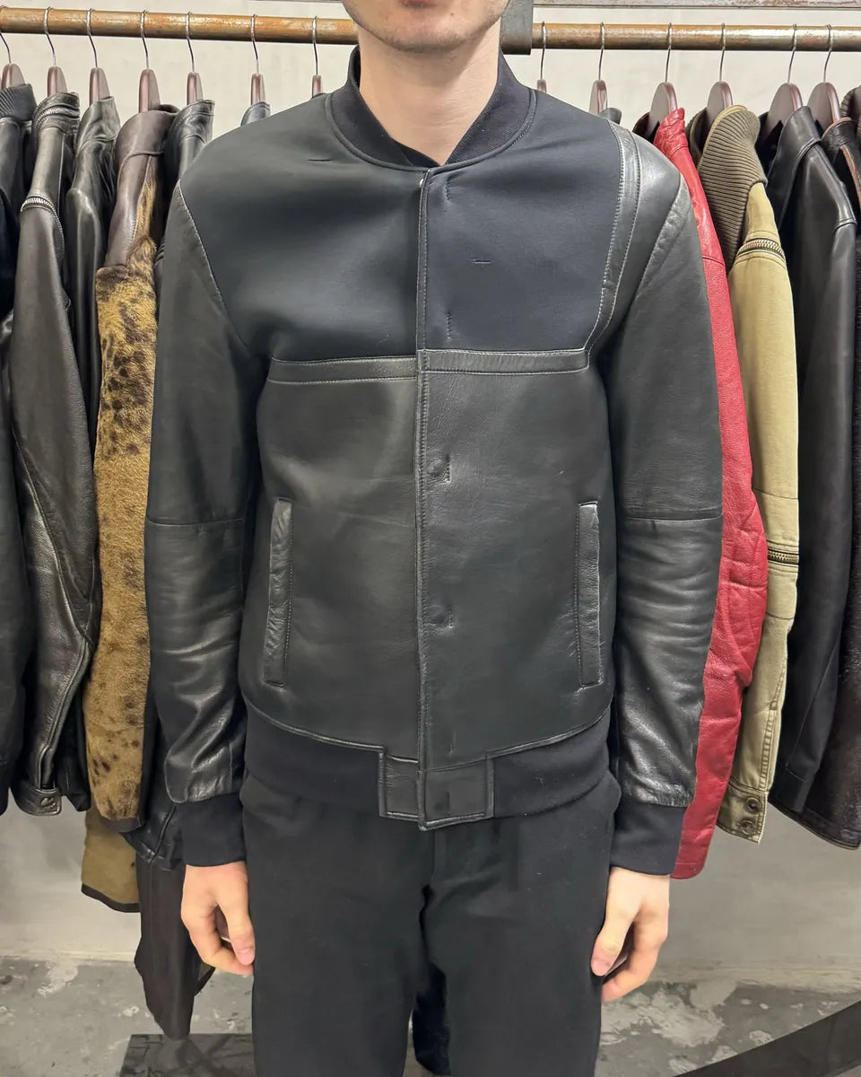 SS2014 Emporio Armani Black Pure Geometrical Leather Jacket (M) 2