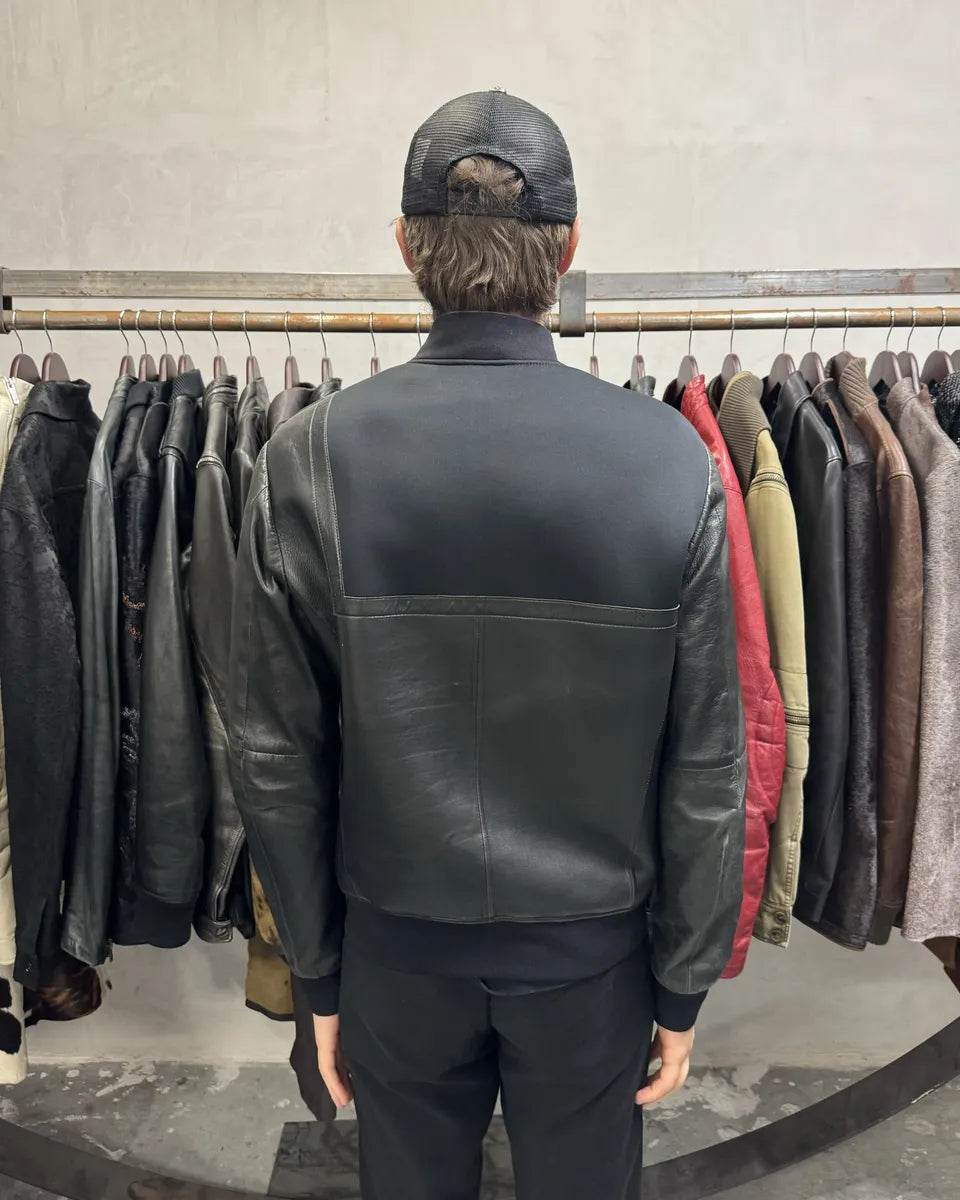 SS2014 Emporio Armani Black Pure Geometrical Leather Jacket (M) 3
