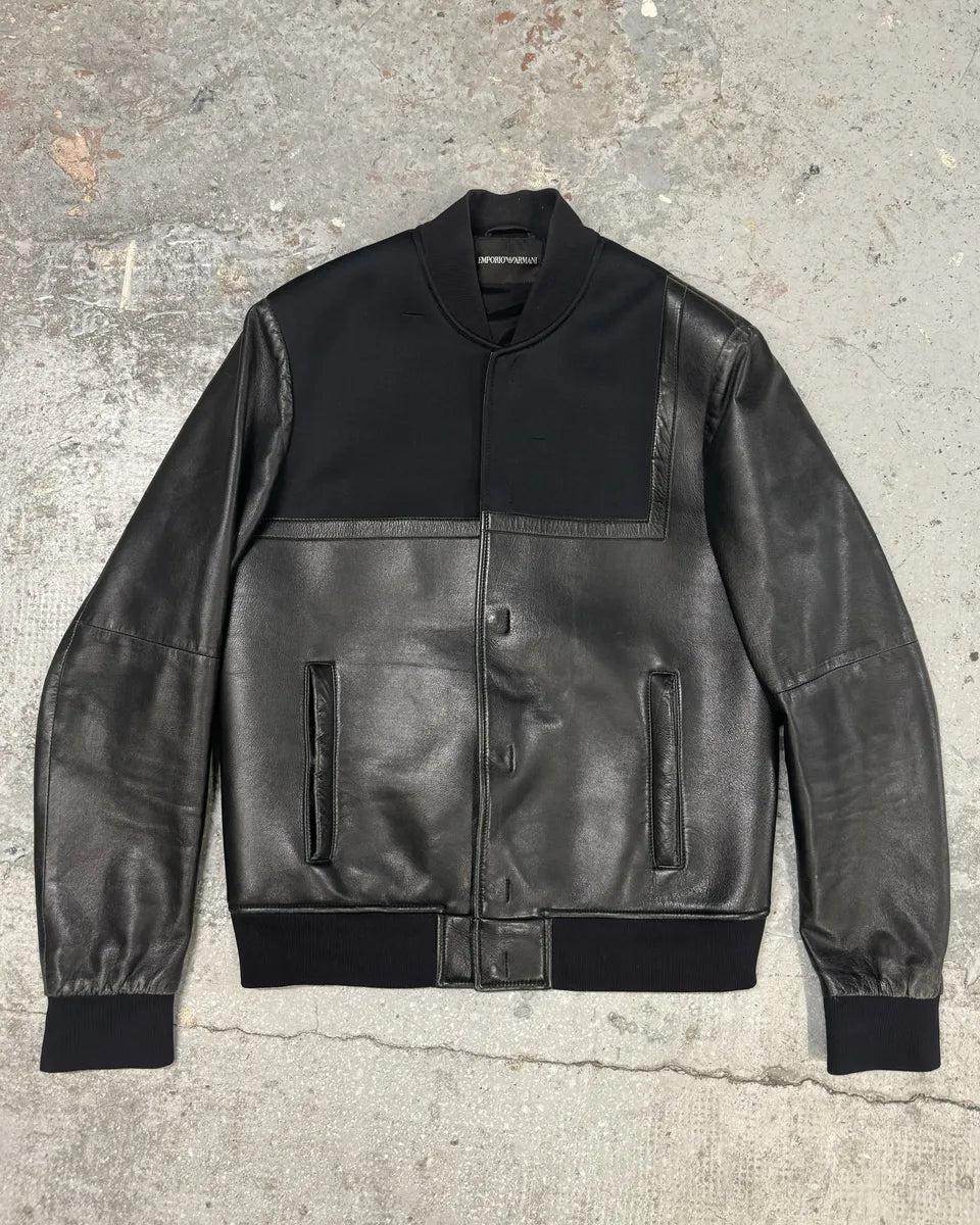 SS2014 Emporio Armani Black Pure Geometrical Leather Jacket (M) 4