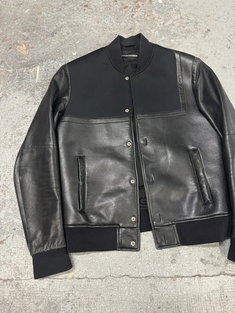SS2014 Emporio Armani Black Pure Geometrical Leather Jacket (M) 6