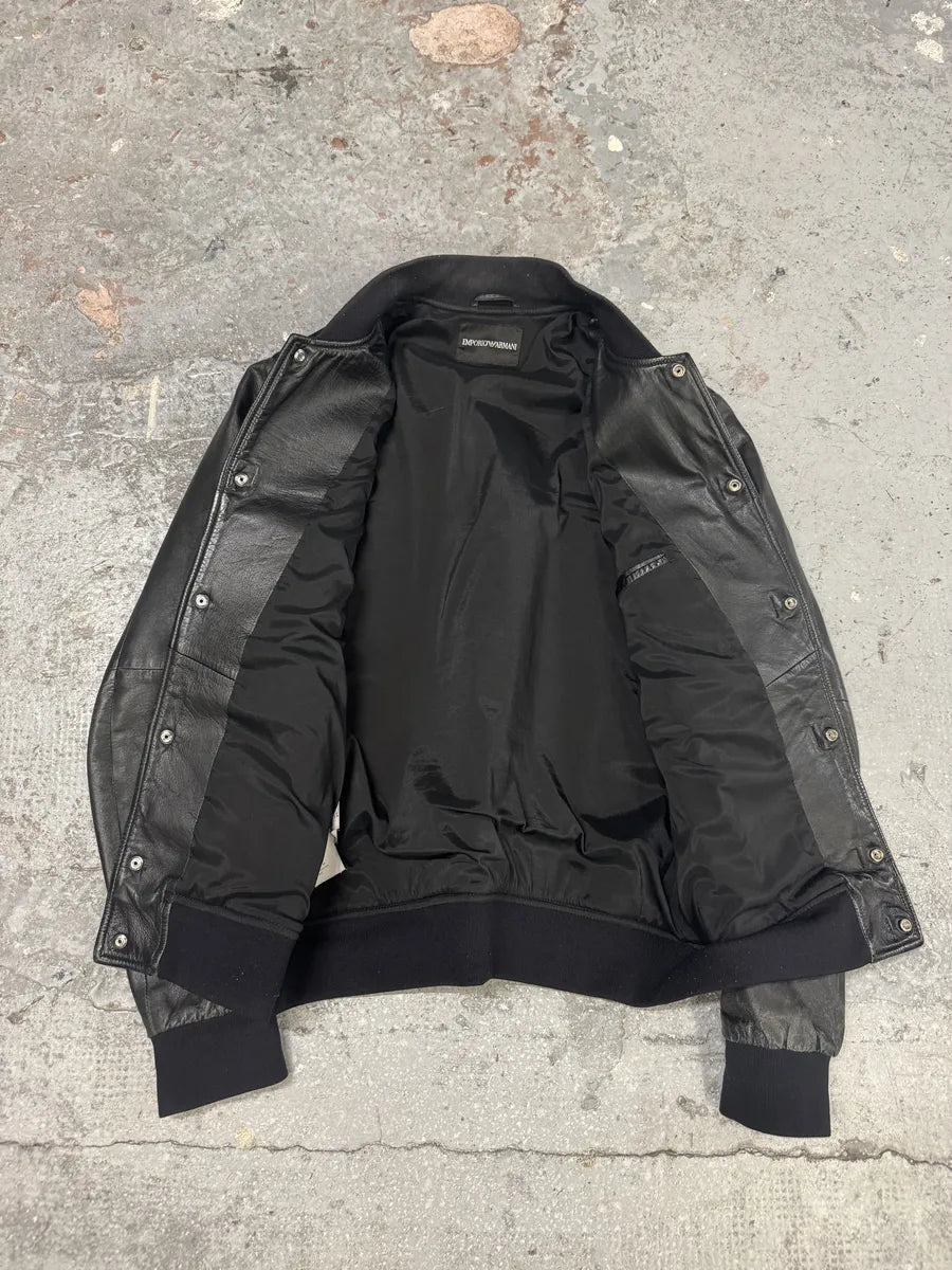 SS2014 Emporio Armani Black Pure Geometrical Leather Jacket (M) 7