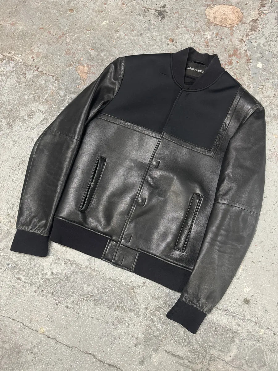 SS2014 Emporio Armani Black Pure Geometrical Leather Jacket (M) 8