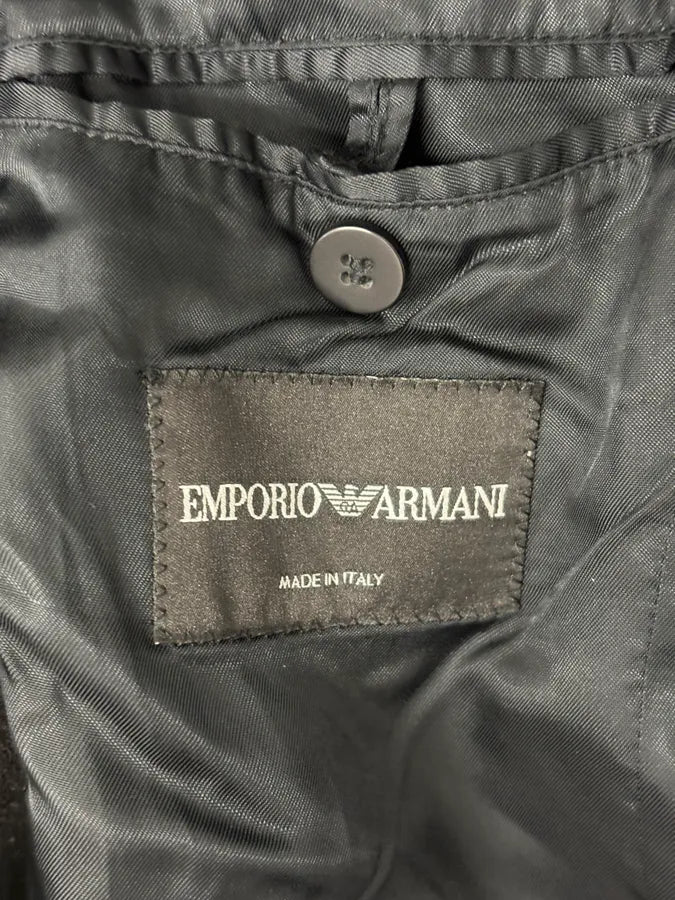 SS2014 Emporio Armani Black Wool & Fur Hybrid Caban mjgFzRB 10