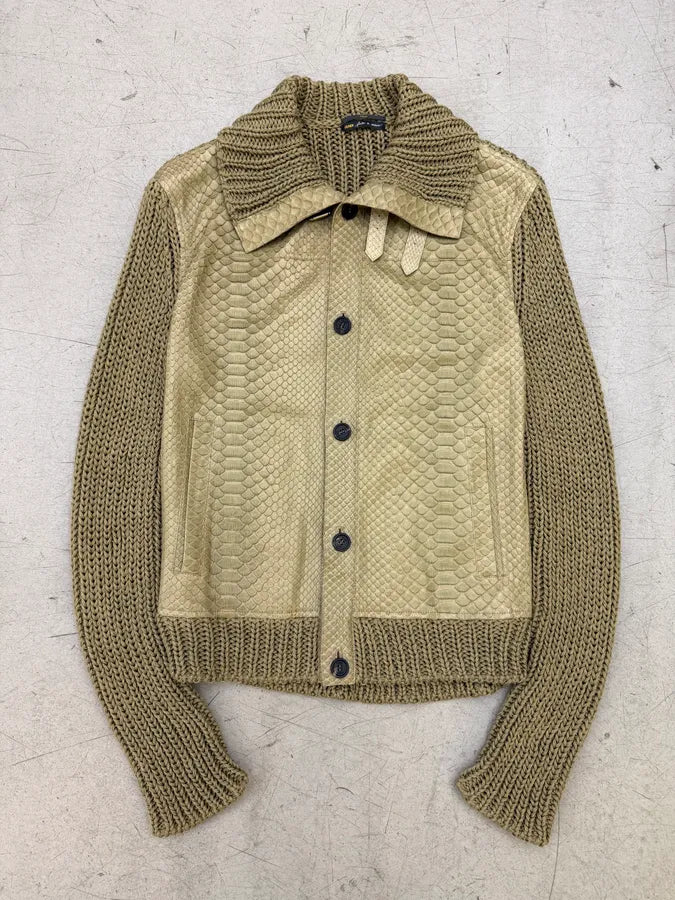 SS2014 Fendi Python Leather & Wool Beige Buttoned Jacket BOrRytf 0