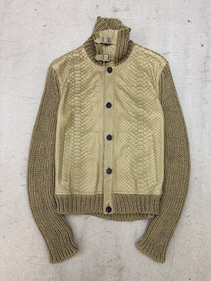 SS2014 Fendi Python Leather & Wool Beige Buttoned Jacket BOrRytf 3