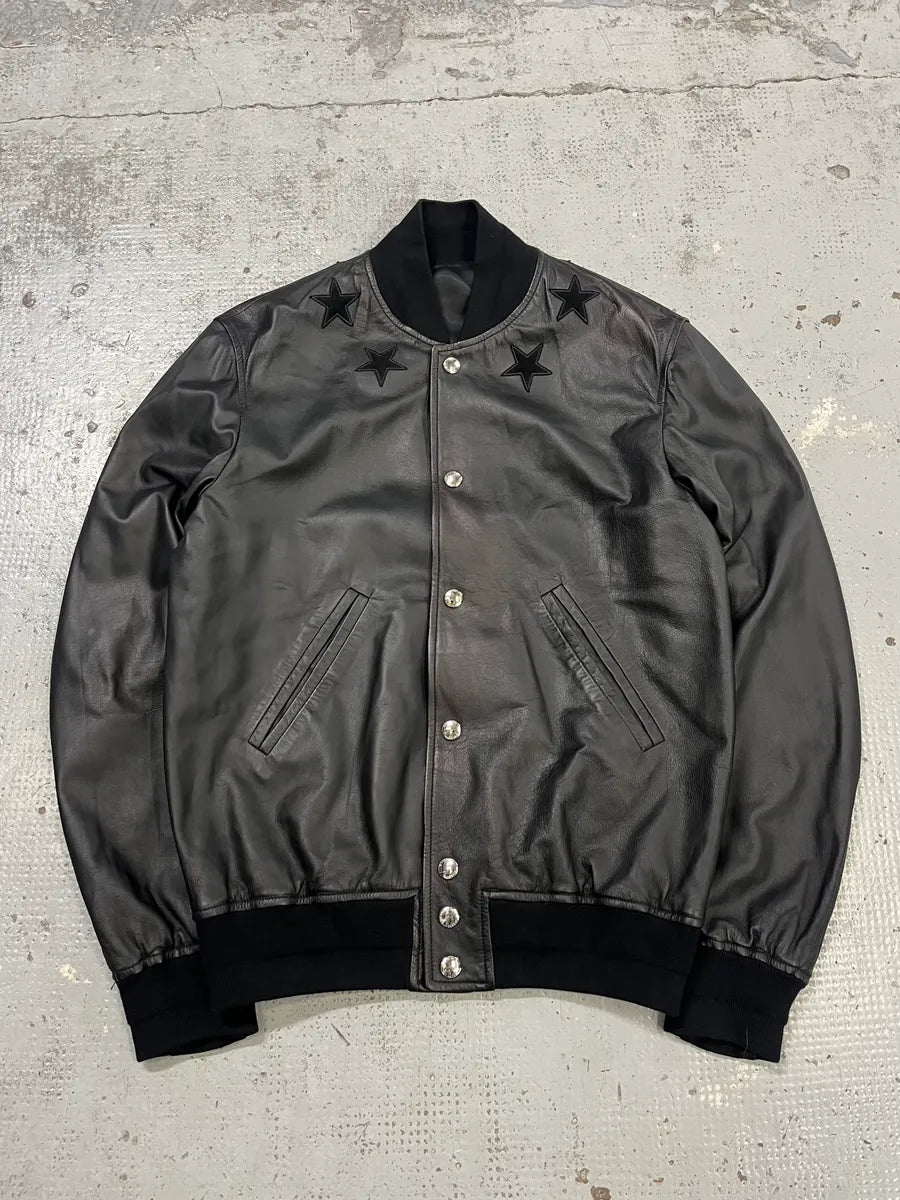 SS2014 Givenchy Black Leather Star Bomber Jacket by Riccardo Tisci gAluIxs 0