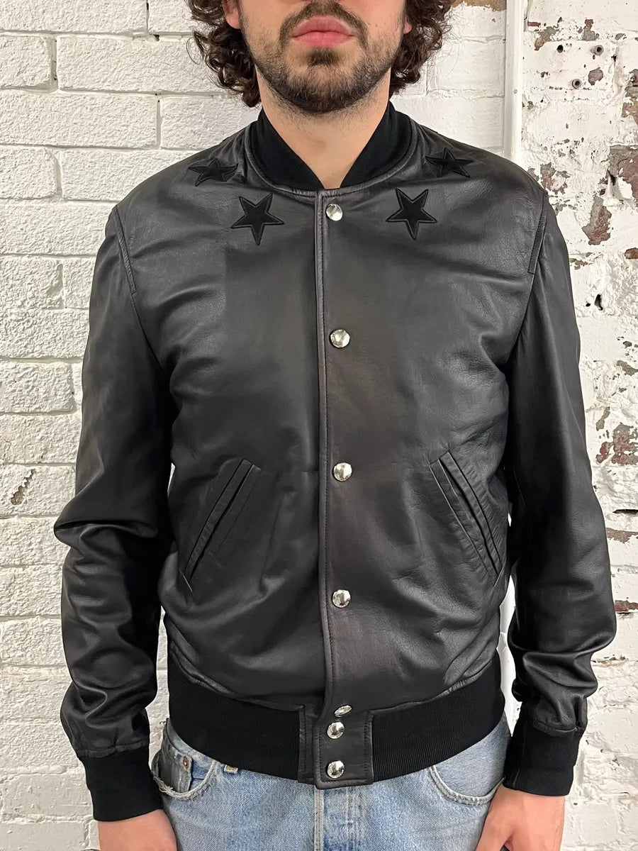 SS2014 Givenchy Black Leather Star Bomber Jacket by Riccardo Tisci gAluIxs 1