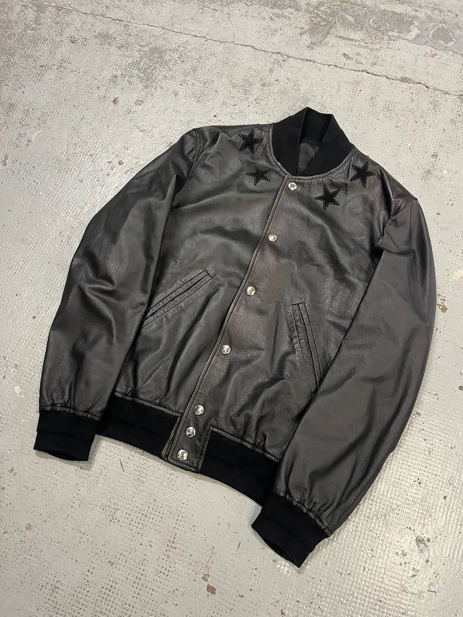 SS2014 Givenchy Black Leather Star Bomber Jacket by Riccardo Tisci gAluIxs 3