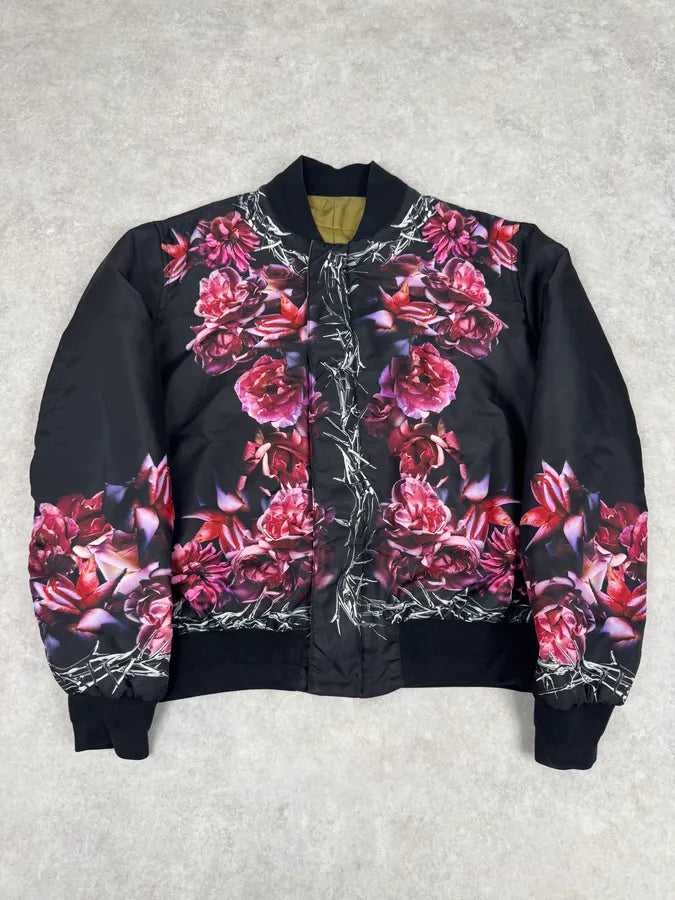 SS2014 Givenchy Reversible Black & Pink Floral Bomber Jacket by Riccardo Tisci MJXmSbV 0