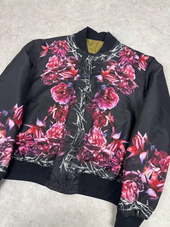 SS2014 Givenchy Reversible Black & Pink Floral Bomber Jacket by Riccardo Tisci MJXmSbV 2
