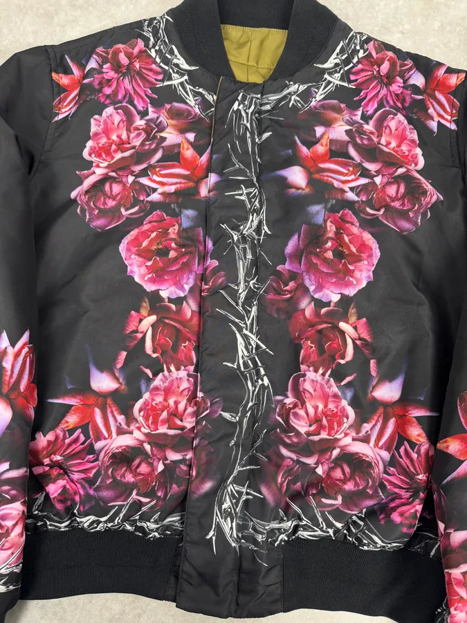 SS2014 Givenchy Reversible Black & Pink Floral Bomber Jacket by Riccardo Tisci MJXmSbV 5