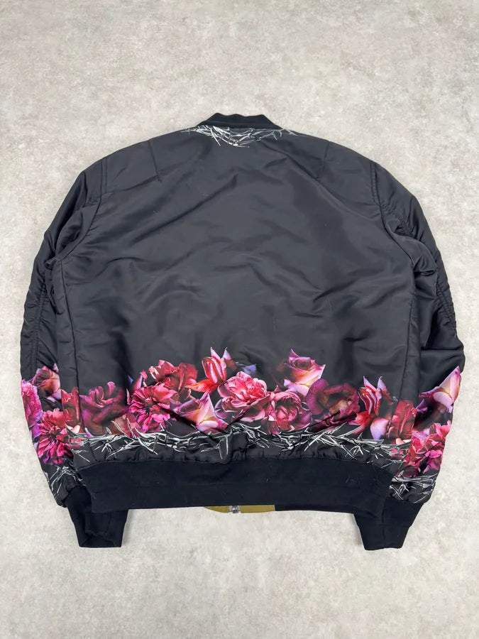 SS2014 Givenchy Reversible Black & Pink Floral Bomber Jacket by Riccardo Tisci MJXmSbV 6