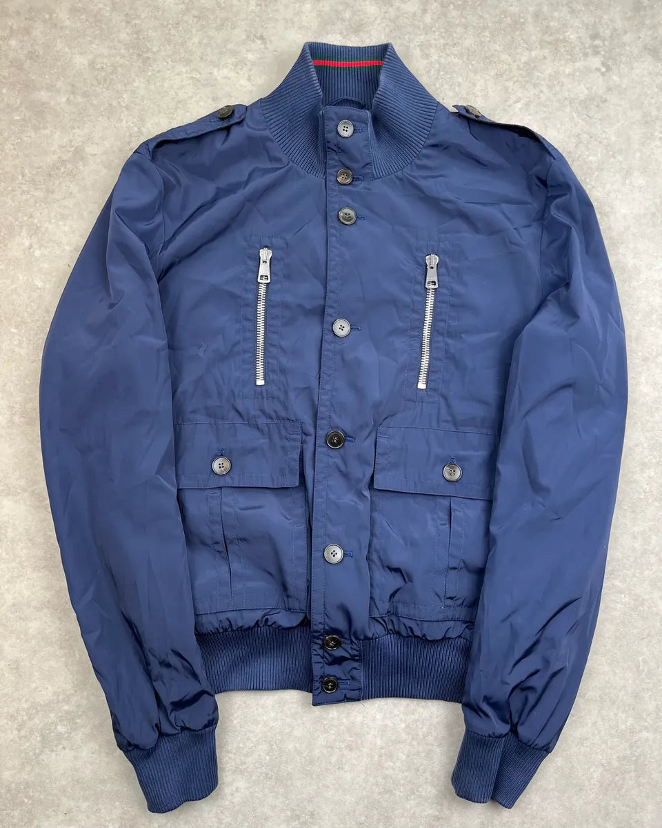 SS2014 Gucci Madonna Navy Nylon Multi-Pocket Jacket by Frida Giannini tpusWXl 0