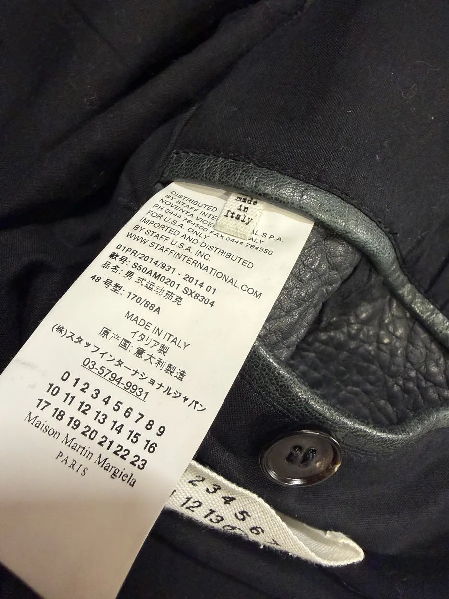 SS2014 Maison Margiela Dark Green 5 Zip Biker Grained Leather Jacket mJyRbDh 14