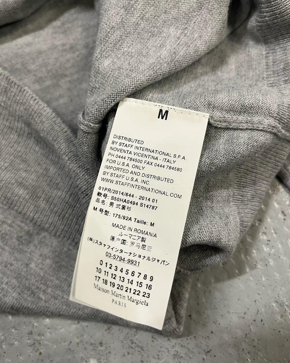 SS2014 Maison Margiela Grey Elbow Patch Polo Collar Sweater mMZzWLn 10