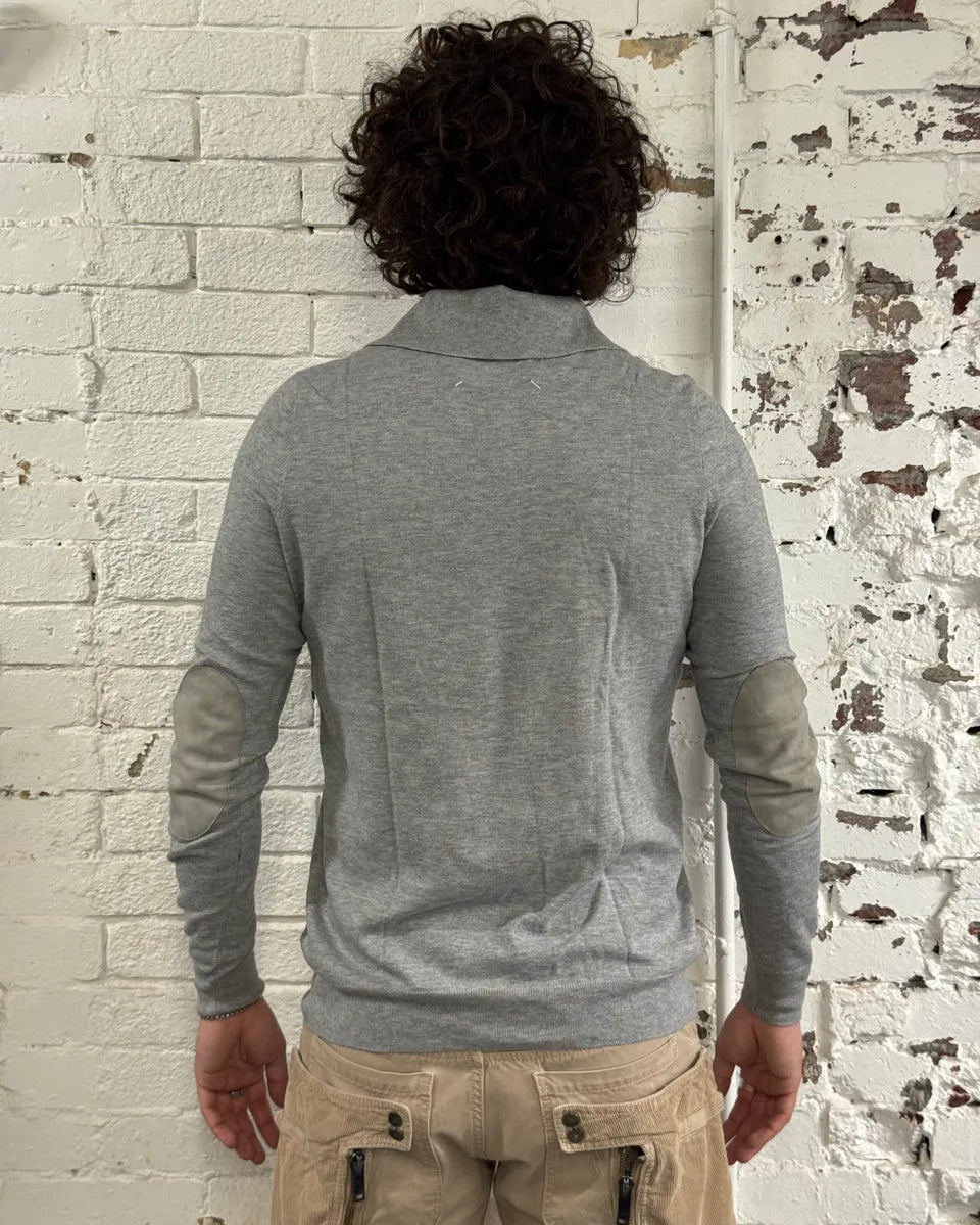 SS2014 Maison Margiela Grey Elbow Patch Polo Collar Sweater mMZzWLn 2