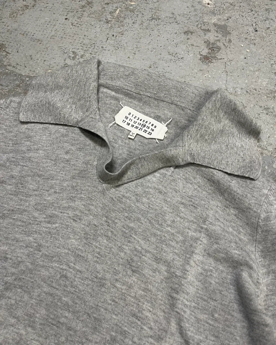 SS2014 Maison Margiela Grey Elbow Patch Polo Collar Sweater mMZzWLn 4